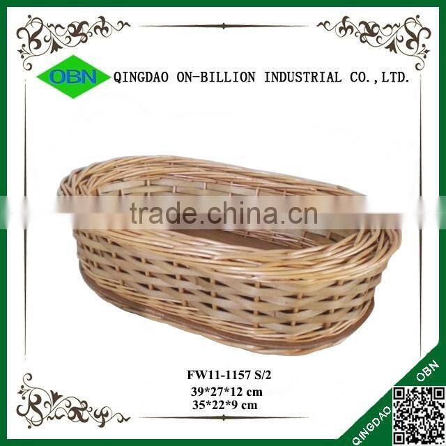 Custom wood chips and willow oval heated french bread basket