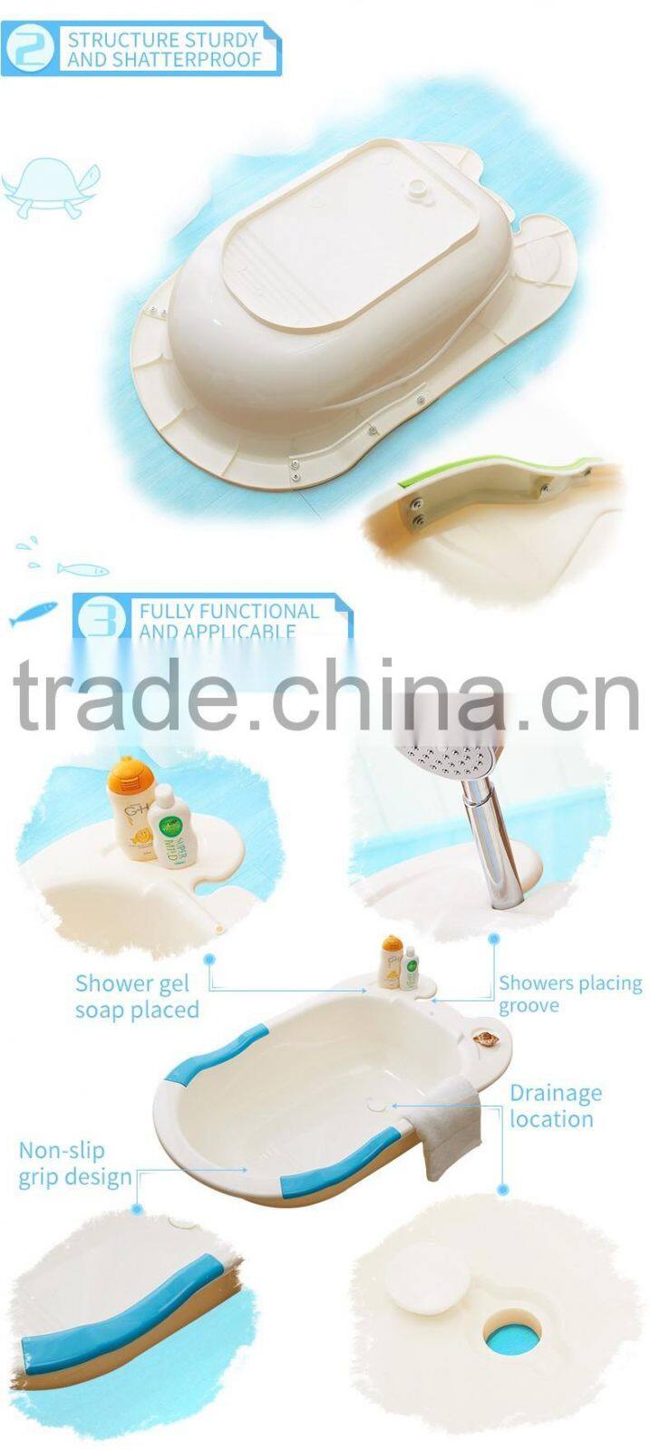 Plastic baby bathtub, large baby spa bathtub, baby plastic bathtub