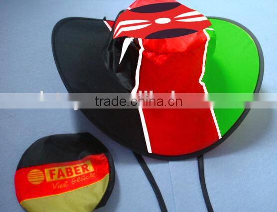 popular polyester material foldable cowboy cap, cowboy folding hat, fans foldable cap
