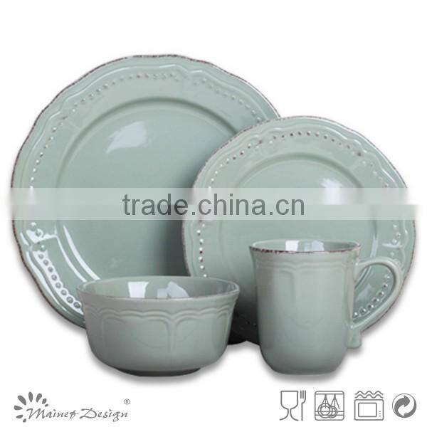 embossed solid color 16pcs dinnerware set