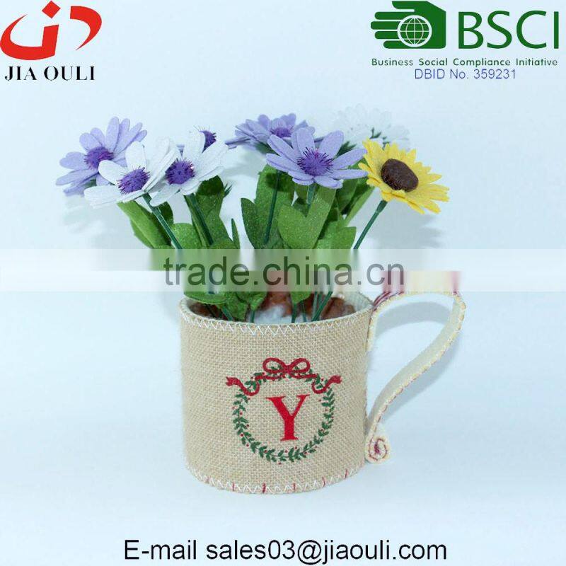 New design with felt strawberry decorative jute planter pot cover