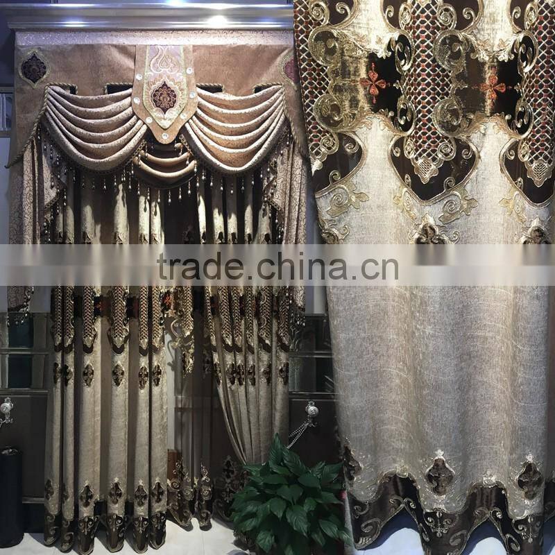 ZY9987 Luxury European style living room bedroom black curtains shade American luxury jacquard curtains
