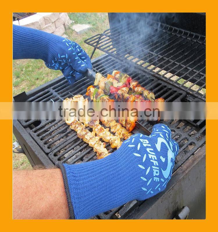 Certified 932F Silicone Heat Resistant Grilling BBQ Gloves for Cooking Baking Barbecue Potholder