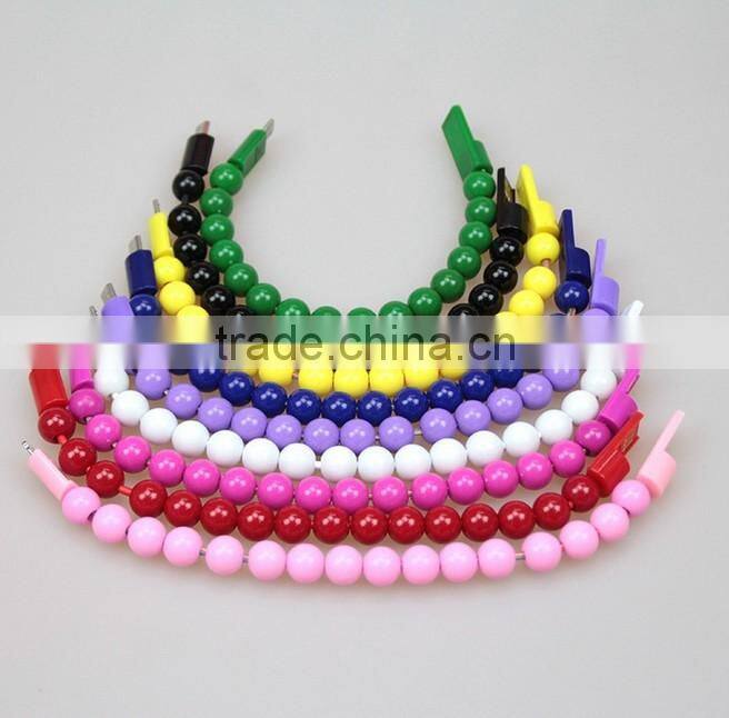 USB Beads Shape Bracelet Charging Data Transfer Line For Phone