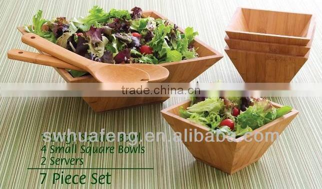 Hot sale bamboo salad bowl with scoops