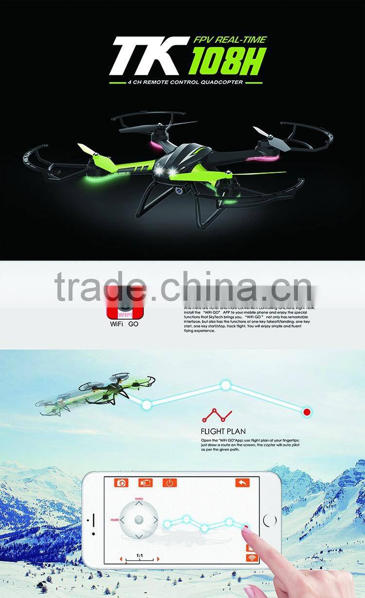 Flight plan APP control HD wifi real-time transmission aerial rc drone quadcopter with LED