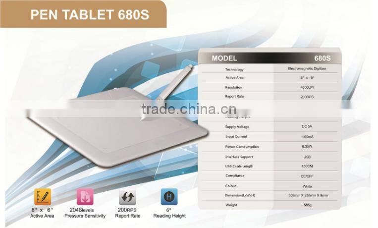 New Product!Huion latest 680S function well graphic tbalet digital handwriting input device