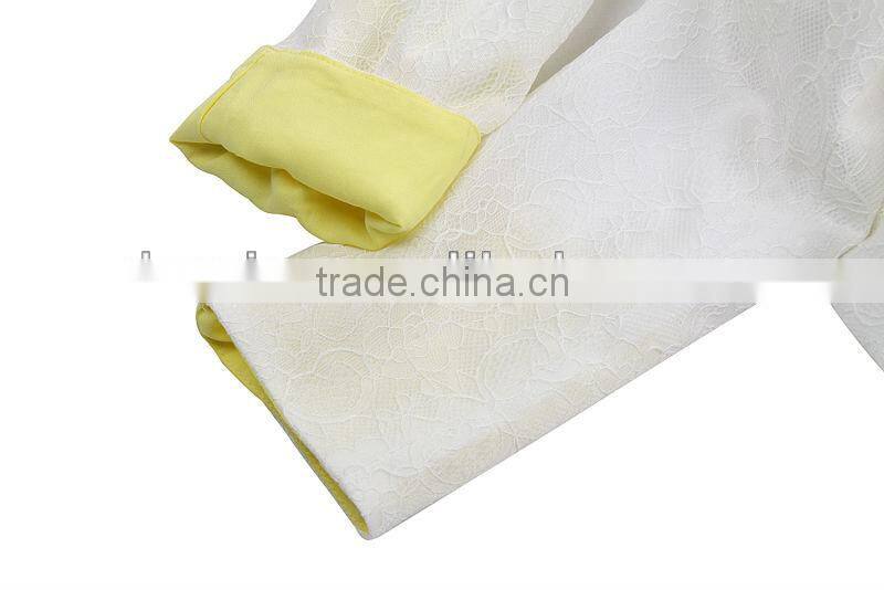 2014 New Arrival Cream Contrast Lace Blazer Jacket