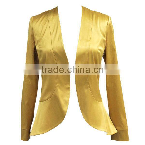 High Quality Elegant Collarless Shiny Ladies Evening Jackets
