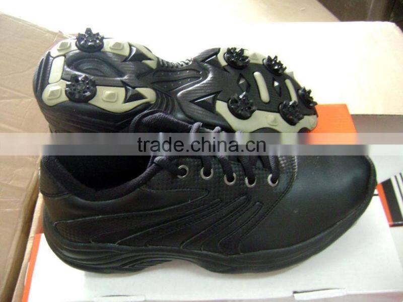 black classics style lace up golf shoes with spike for adults with family business sports on the grass