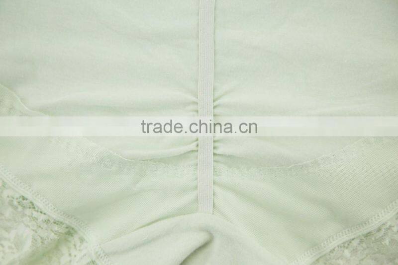 Custom Light Green 95% Cotton 5% Spandex with Lace Sexy Fancy Woman Underwear