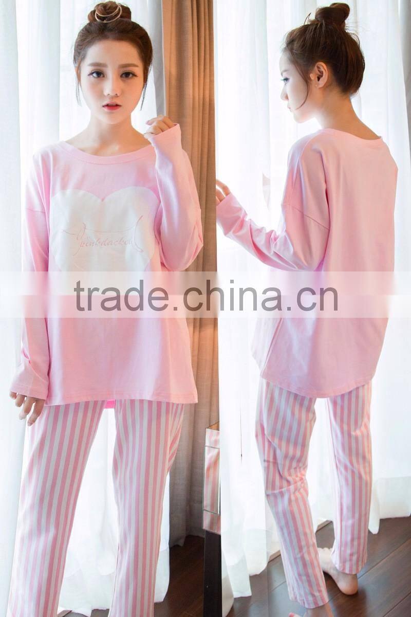 2016 comfortable two piece summer cotton pajamas women