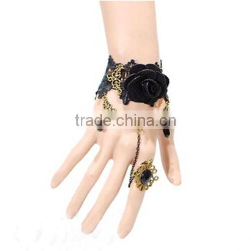 Yiwu wholesale rose lace bracelet hot girls bracelets sets with ring