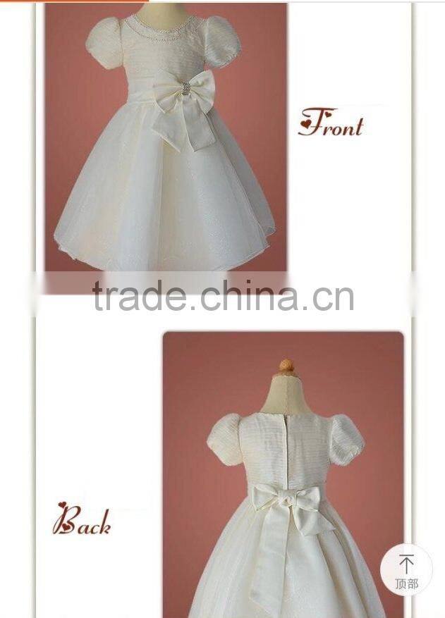 Best selling fashion baby girl Short Sleeve Summer Princess Party dress lace dress Bid Bow-knot low price kids clothes