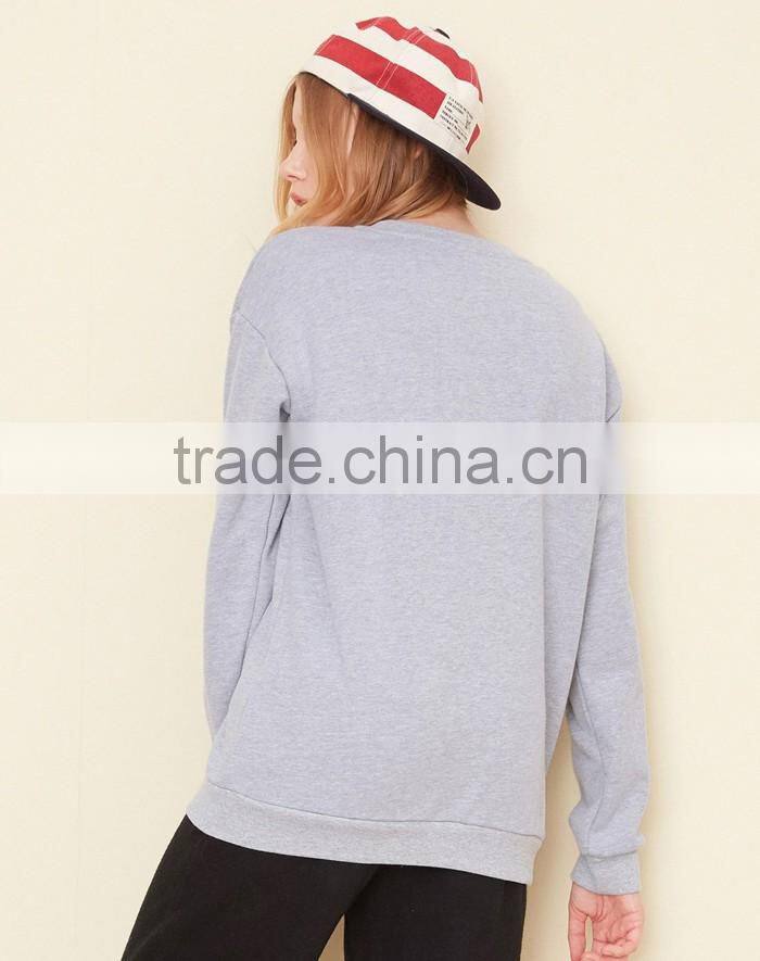 Top quality warm long sleeve trendy slim fit sweatshirt for lady
