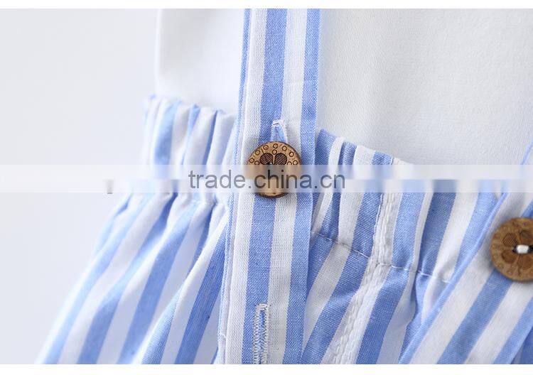 Korean style baby soft cotton shirt matching suspender short pants little girl children's clothing
