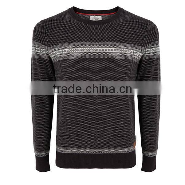 2014 Hot sale jacquard ribbed wool blended men's pullover sweater