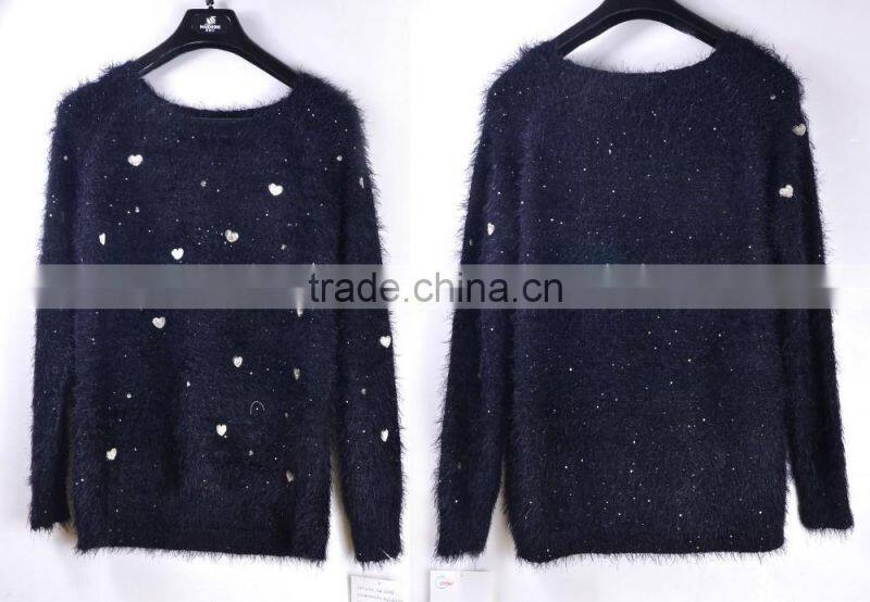 100% mohair with heart shape embroidery British spirit sweater