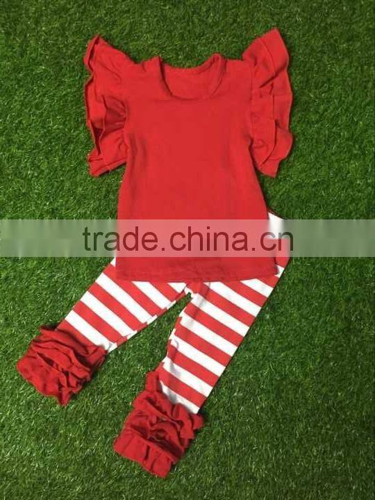 Ruffle little girl boutique remake clothing sets 2016 wholesale kids clothes summer spring red stripes girls remake outfits