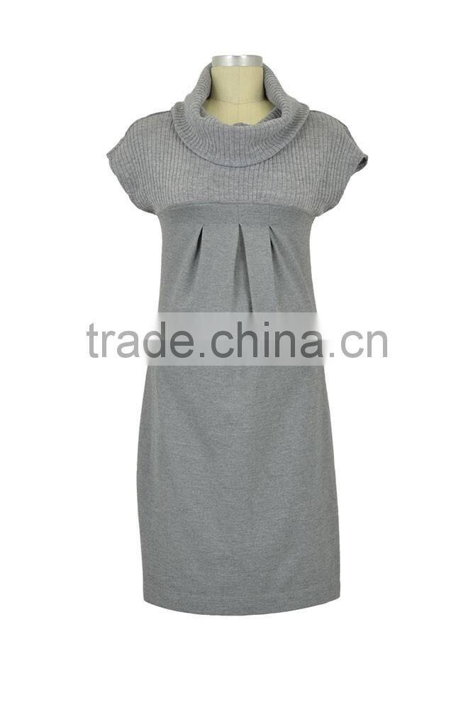Cozy Dark Grey Turtleneck Maternity Dress 2015