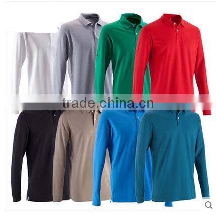 2015 high quality fashionable man golf polo long sleeves breathable dry fit material