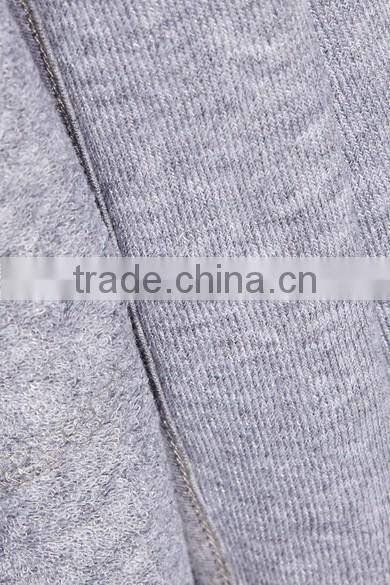 Gray Cotton Blend Terry Fabric Ladies Loungewear One Piece Home Wearing Warm Robe with Twill Belt