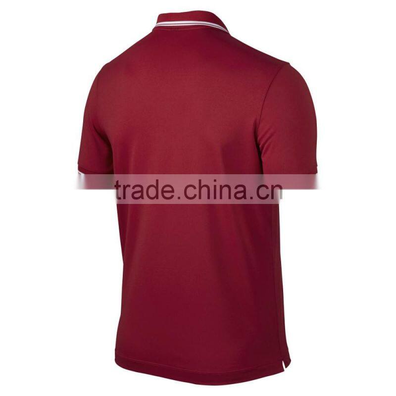 two-button placke knitted pique gym sports series maroon polo shirt