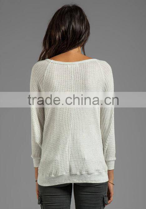Thermal Knit Over Sized Long Sleeve Tops