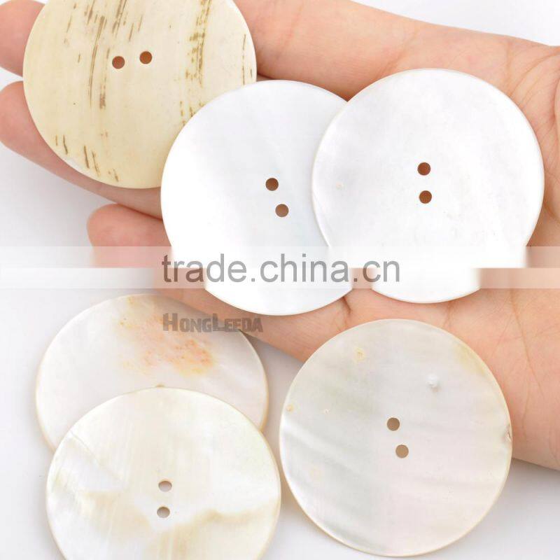 44mm 1.75inch Big Natural shell buttons 2-hole thin mother of pearl buttons decoration SHELL-005