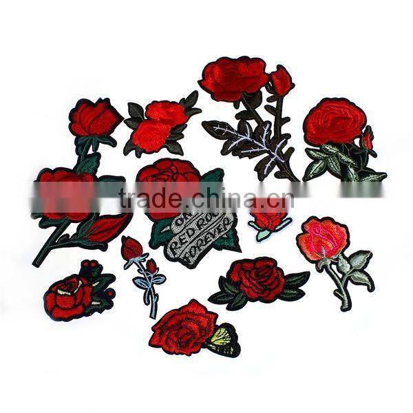 Fabric Iron On Patches At Random Rose Flower Fabric Patch