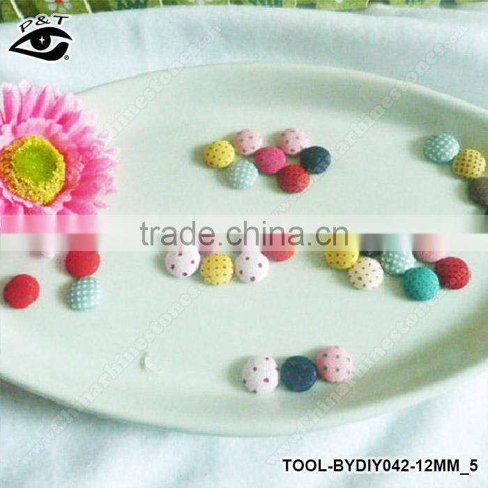 12mm Semicircle Polka-dot Printing Covered Buttons Flatback Fabric Button Accessories for Craft