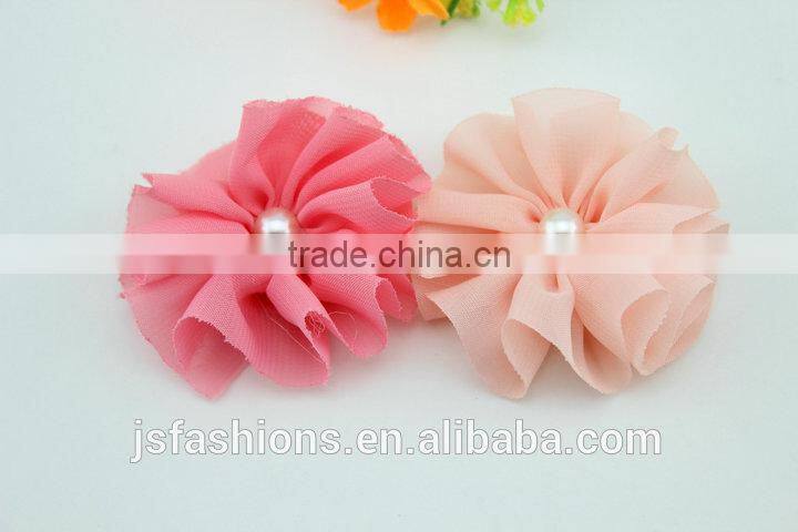 15 colors 5.5 cm fabric floral chiffon flower accessories, hair clip, shoes and garments accessories,DIY crafts flowers
