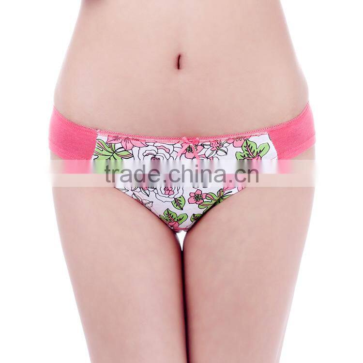 outsanding blue poeny cotton brief panties/yje wholesale plus size sexy cotton breathable underwea panties/mulit color