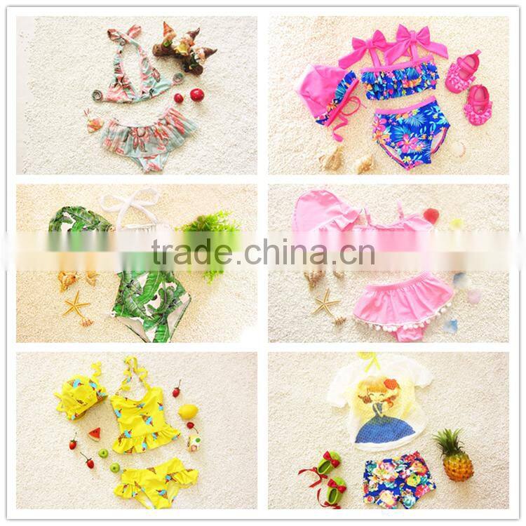 2017 long sleeves floral baby swimwear