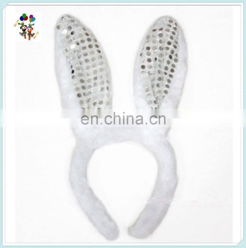 Easter White Fur Sparkle Bling Rabbit Bunny Ear Party Headbands HPC-0702