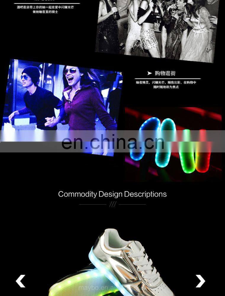 wholesale shining mirror finish PU leather street dance night club LED shoes