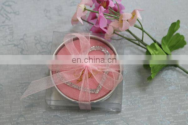 Silver glitter Heart design Valentine's day tea light candle