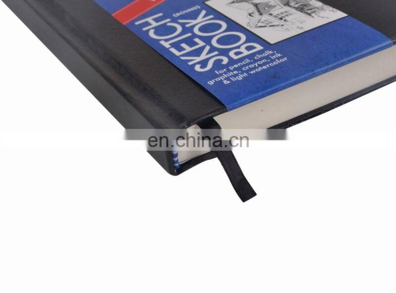 110gsm 80 sheets tape bound black hard cover with elastic 14x11" Sketch pad