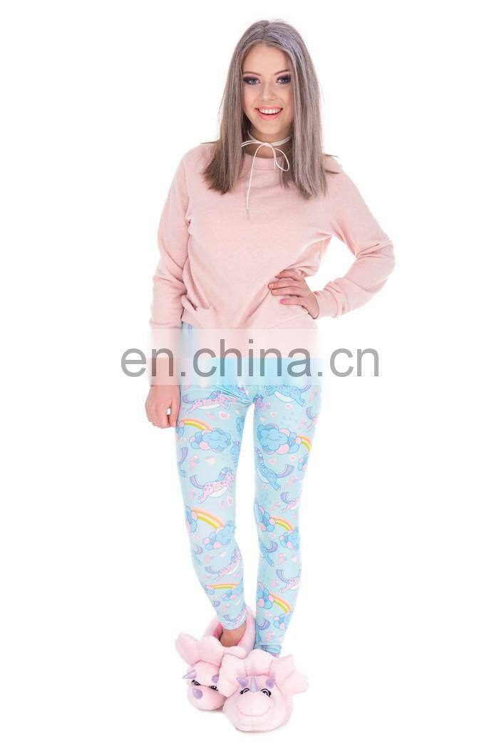 Unicorn clouds printed girls elastic workout stylish hot cheap pants jogging tight girl fabric fashion leggings for woman