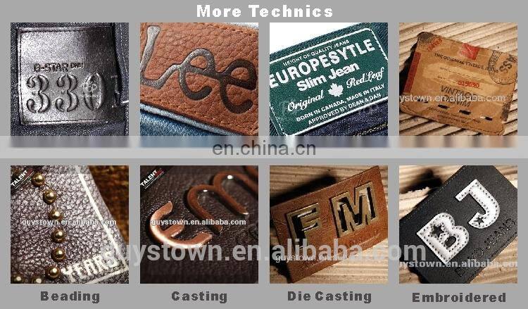 custom fashion design silk printing denim leather label patch