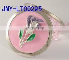 HOT silver maked up compact mirror with flower decoration