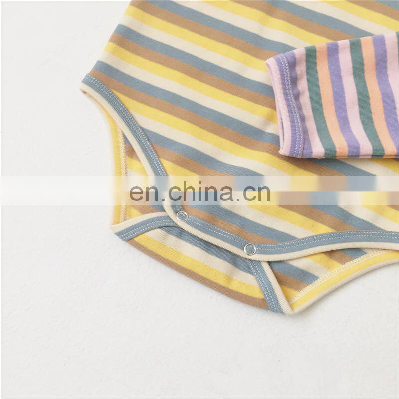 Wholesale Newborn Baby Clothes Baby Girls Boys Rainbow Strip Romper Clothes