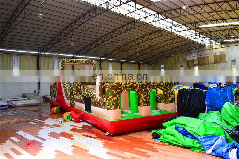 Kids outdoor camouflage boom camp inflatable bounce course for camping area