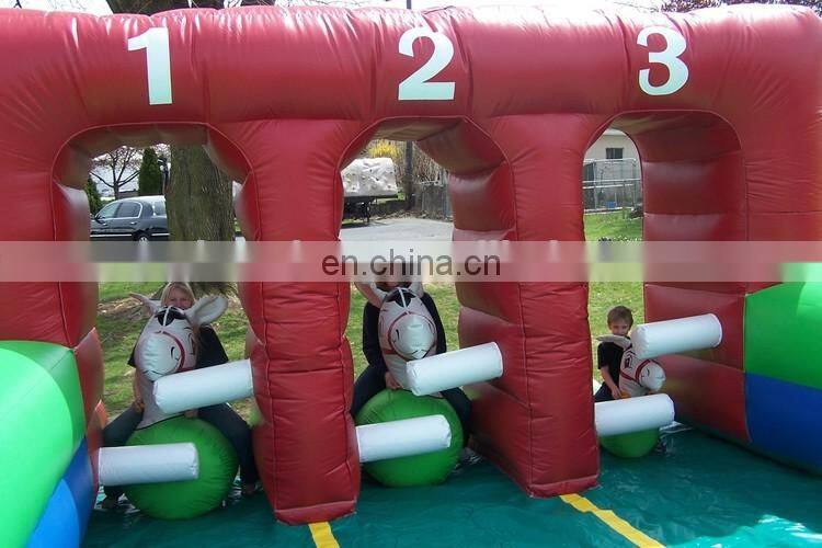 Outdoor Kids Fun Inflatable Horse Racing Inflatable Race Track With Horse Run