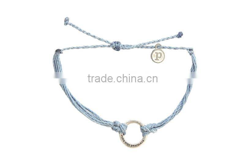fashion gray string cross bracelet connected gold ring for girl