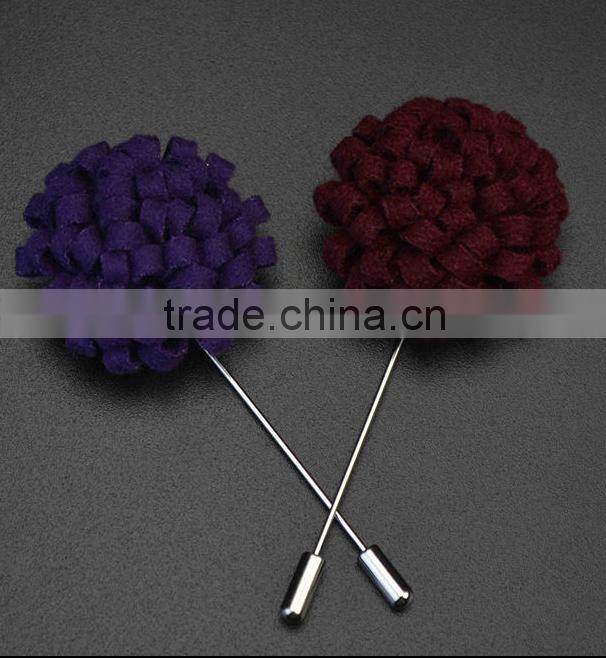 Handmade Men's Flower Lapel Pin 1.3" Wool Felt Boutonniere Stick Pin ML14