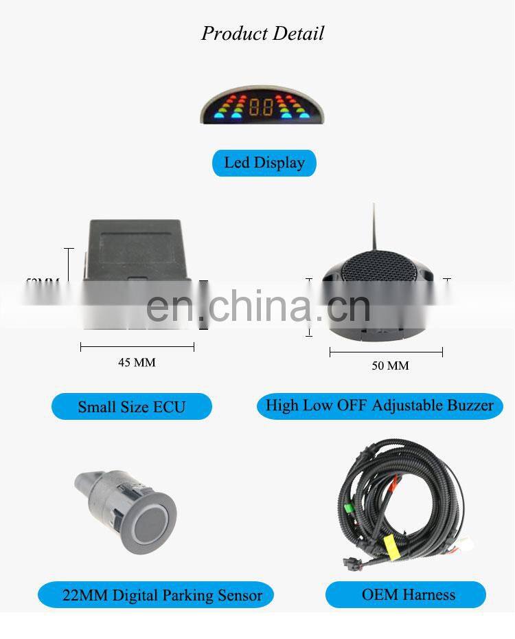 Front Car Distance Sensor Ultrasonic 22mm Buzzer Warning 4 Park Parking Sensor Assist Reverse Radar PDC Parktroic Reversing Aid
