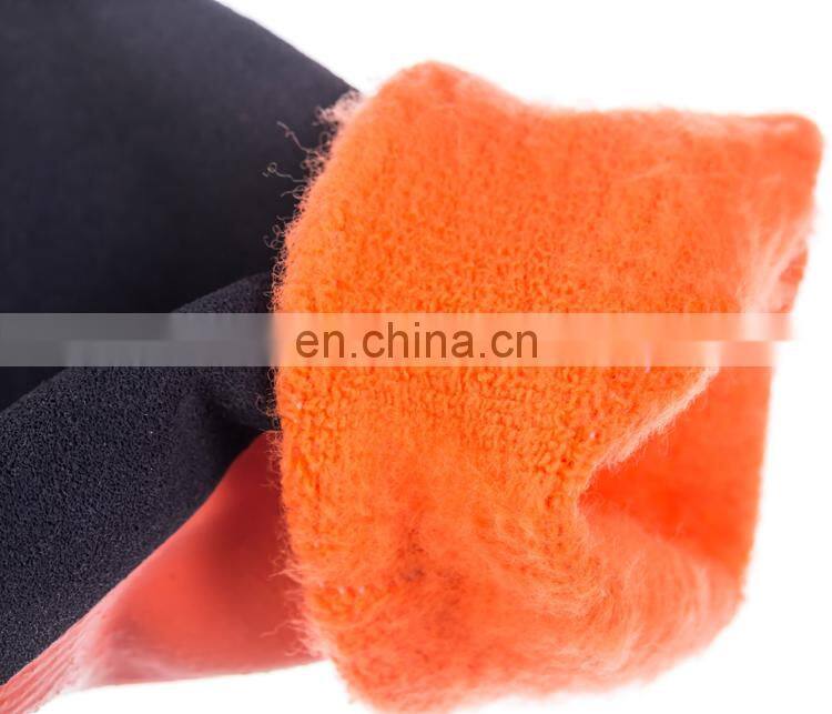 10 Gauge HIVIS Orange Fleece Line Black Micro-foam Latex Palm Winter working gloves