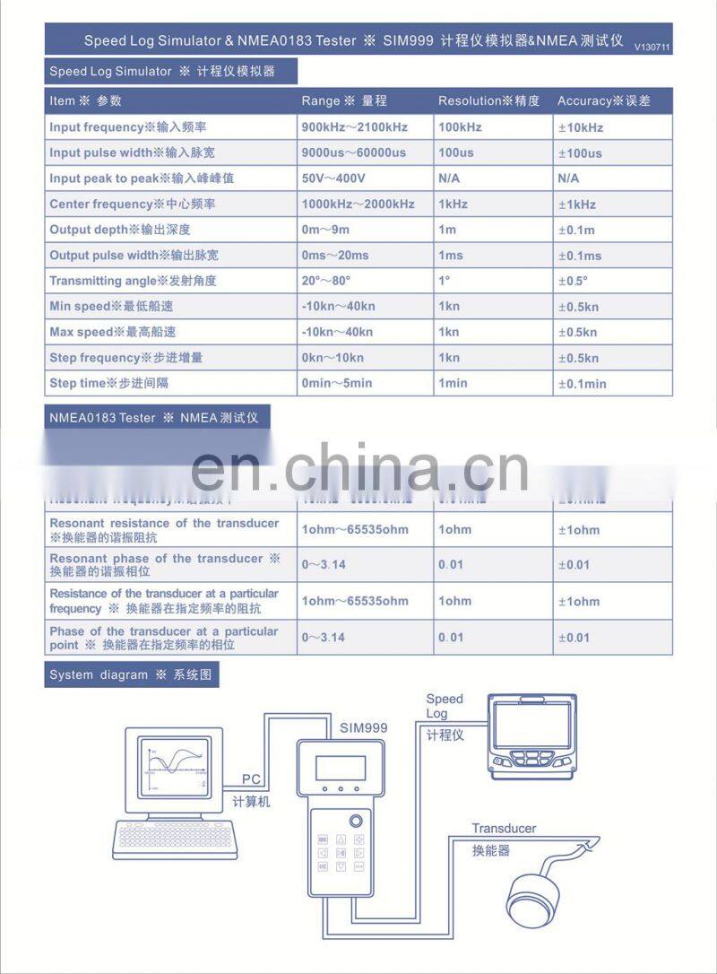 Marine electronics maritime navigation communication NINGLU SIM999 NMEA0183 signal tester doppler speed Log simulator transducer