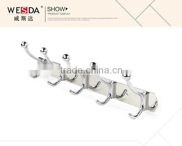 Wesda zinc alloy bathroom accessories decorative stainless steel coat hook for towel 831